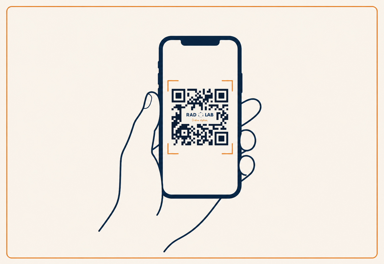 Mano che inquadra un codice QR con lo smartphone